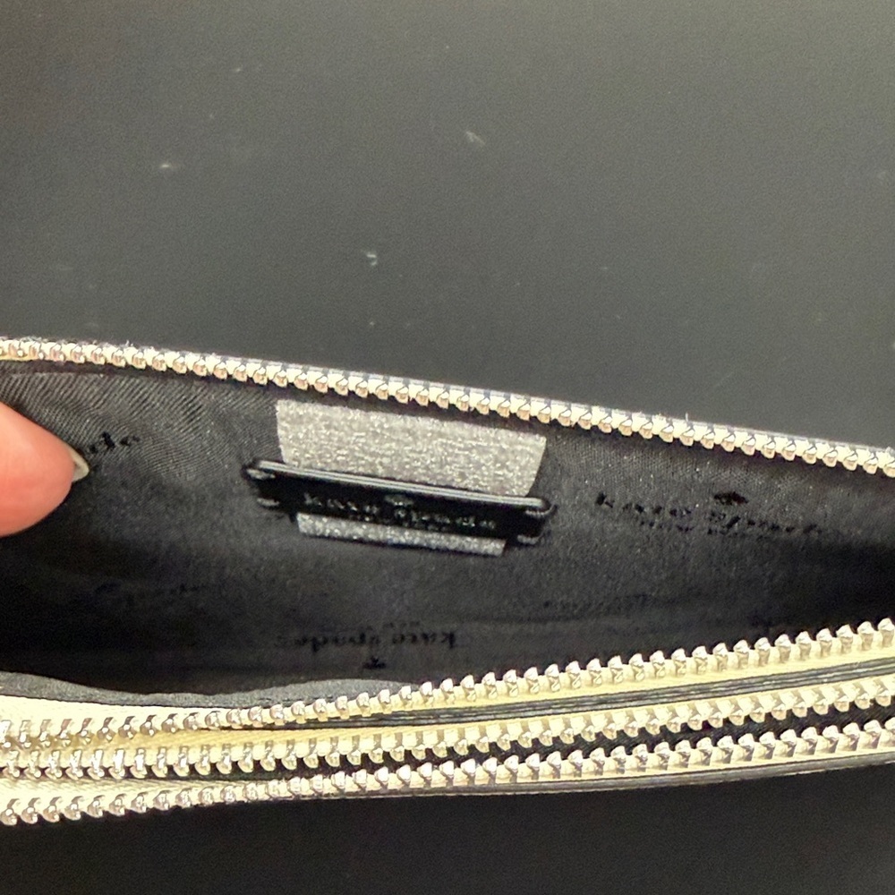 Kate Spade Madison Double Zip Wristlet Saffiano Leather Platinum Grey Multi - Picture 8 of 10